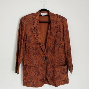 Vintage Nell Flowers Rust Orange Blazer